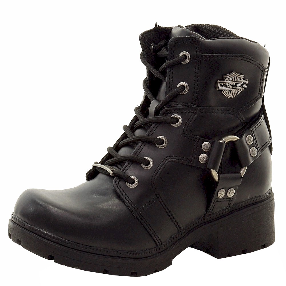 Harley Davidson Women's Jocelyn D83775 Black Leather Ankle Boots Shoes