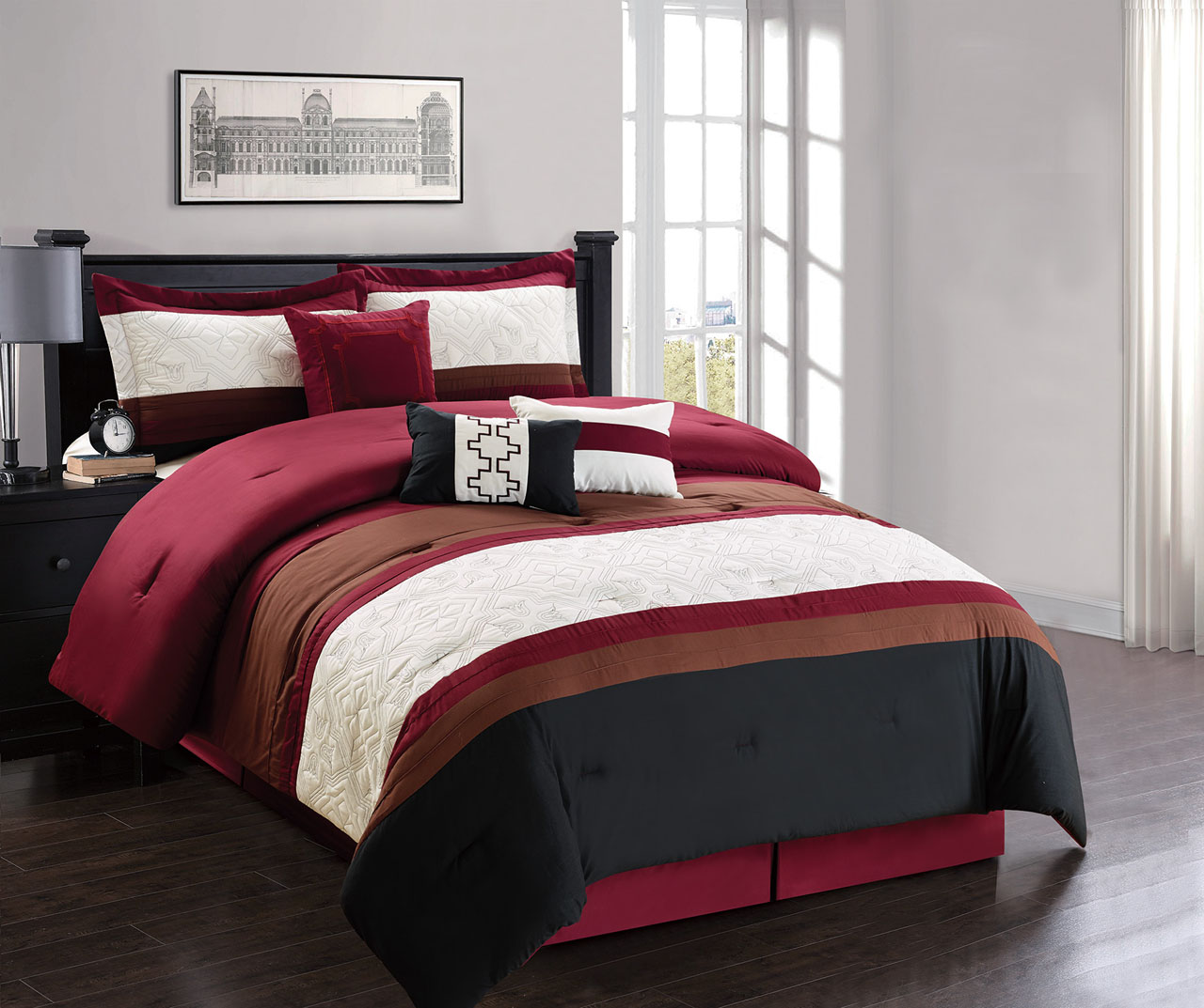 7 piece geometric embroidered comforter set ebay 7 piece geometric embroidered comforter set ebay