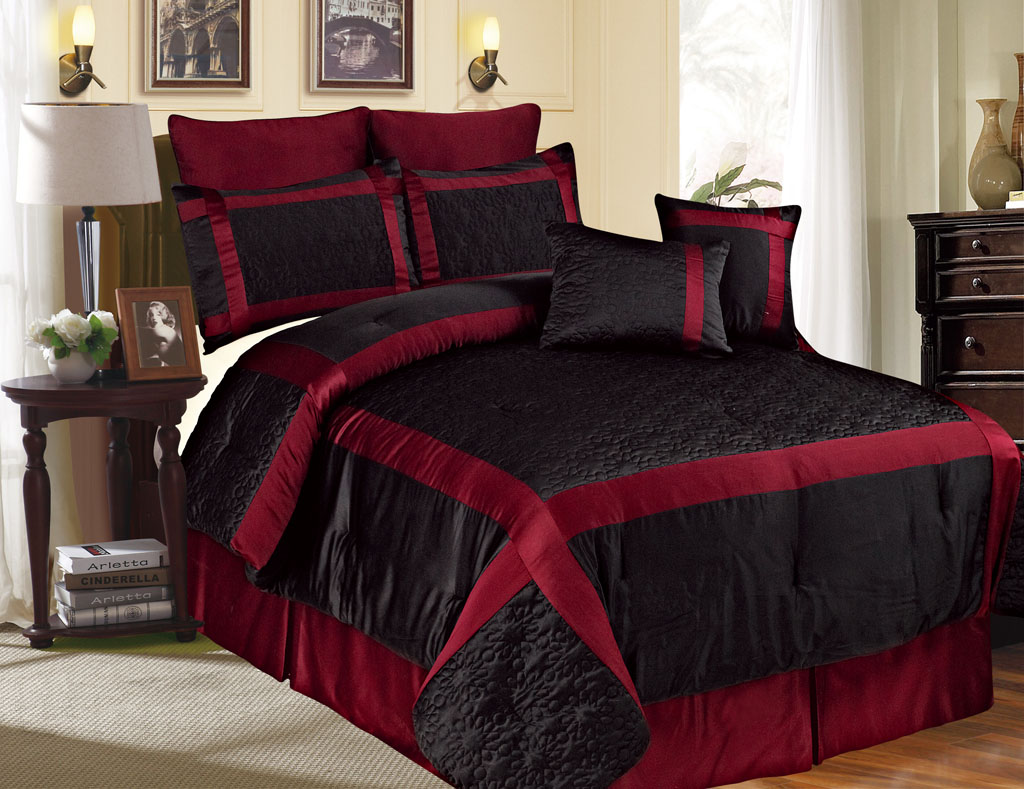 8 piece queen berne black and burgundy comforter set ebay 8 piece queen berne black and burgundy comforter set ebay