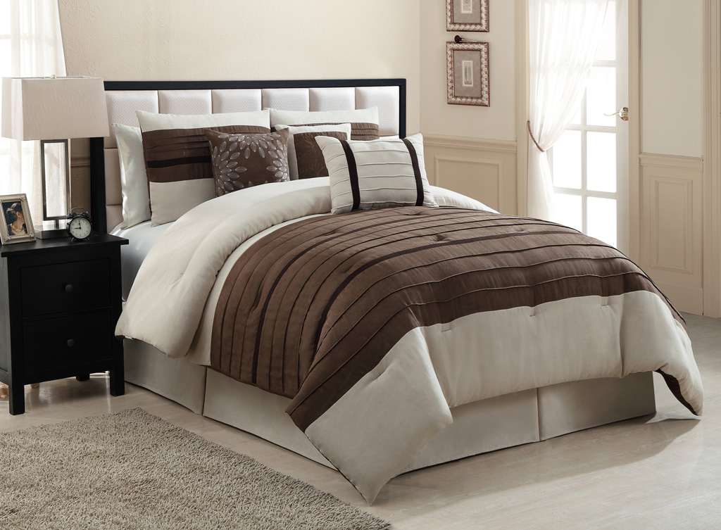 7 piece queen city loft brown and beige micro suede 7 piece queen city loft brown and beige micro suede