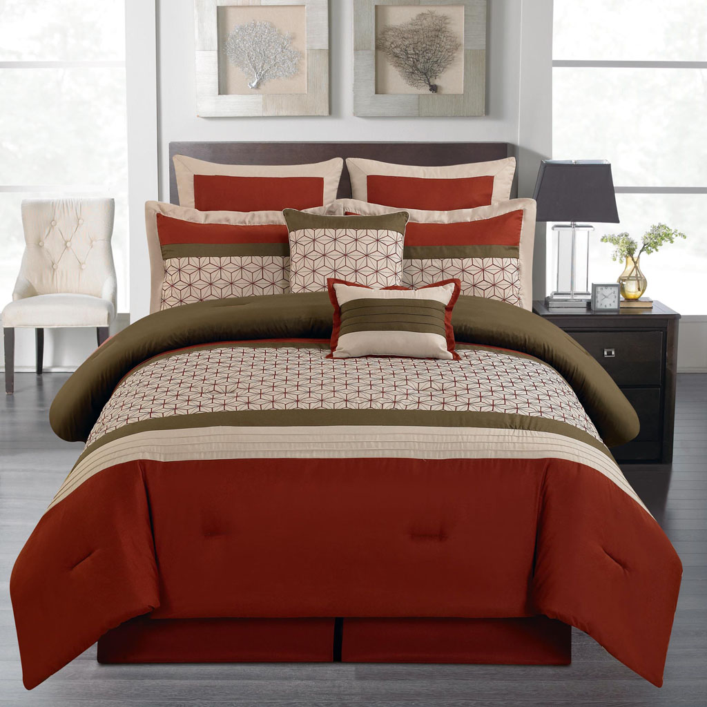 8 Piece Cal King Lynch Burgundy Comforter Set eBay