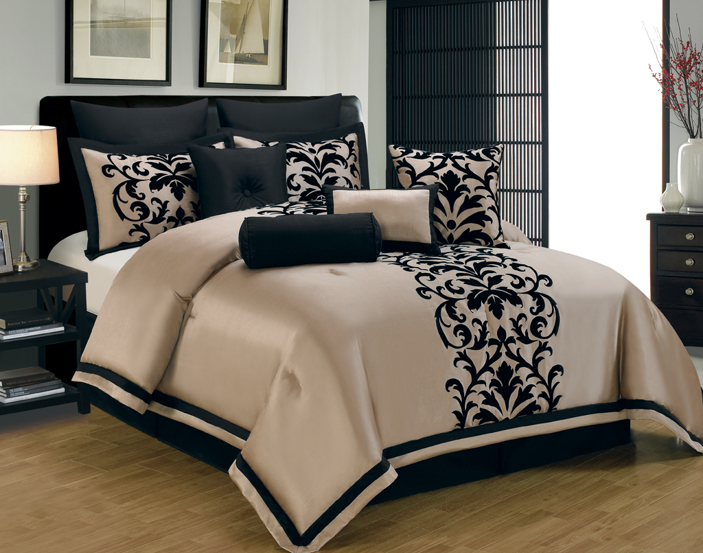 10 Piece Cal King Dawson Black and Gold Comforter Set eBay