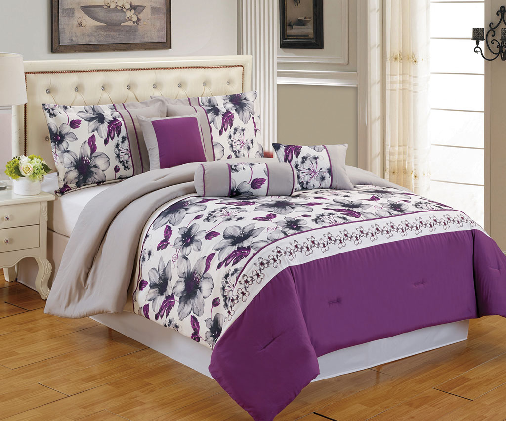 7 piece king ellaville purple gray comforter set ebay 7 piece king ellaville purple gray comforter set ebay