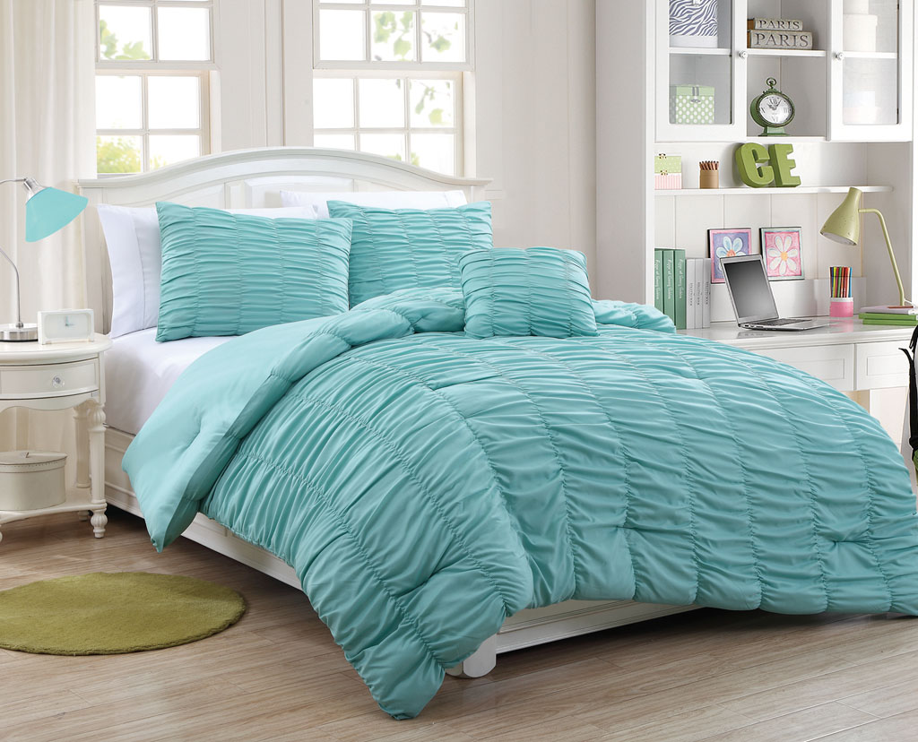 4 piece full mandy ruffle comforter set aqua ebay 4 piece full mandy ruffle comforter set aqua ebay