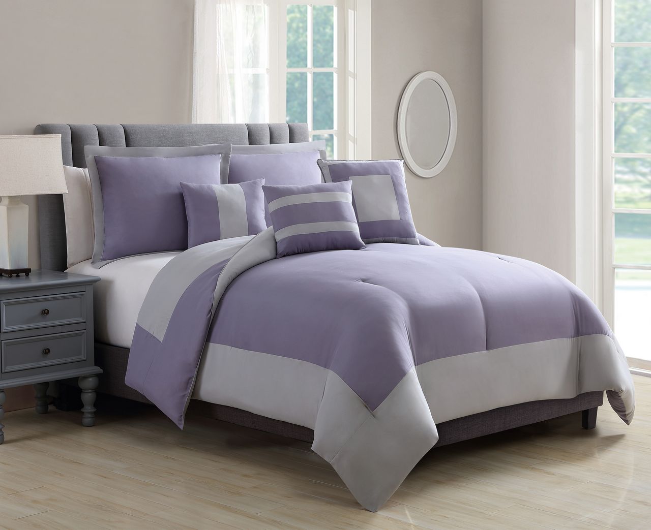 6 Piece Odyssey Coral/Gray Reversible Comforter Set eBay
