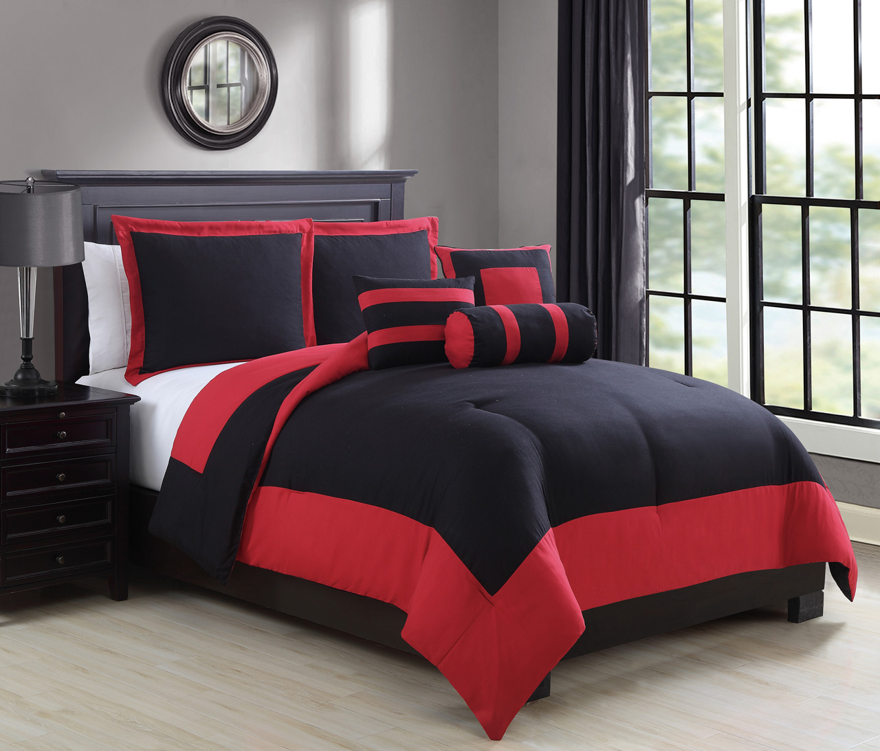 6 Piece Odyssey Coral/Gray Reversible Comforter Set eBay