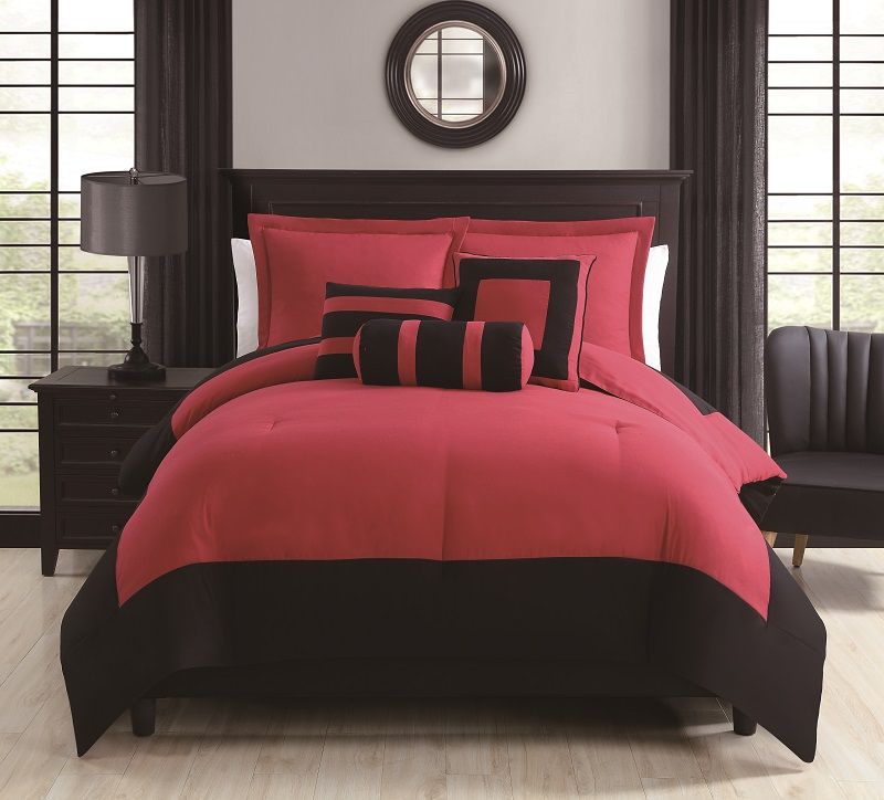 6 Piece Odyssey Coral/Gray Reversible Comforter Set eBay