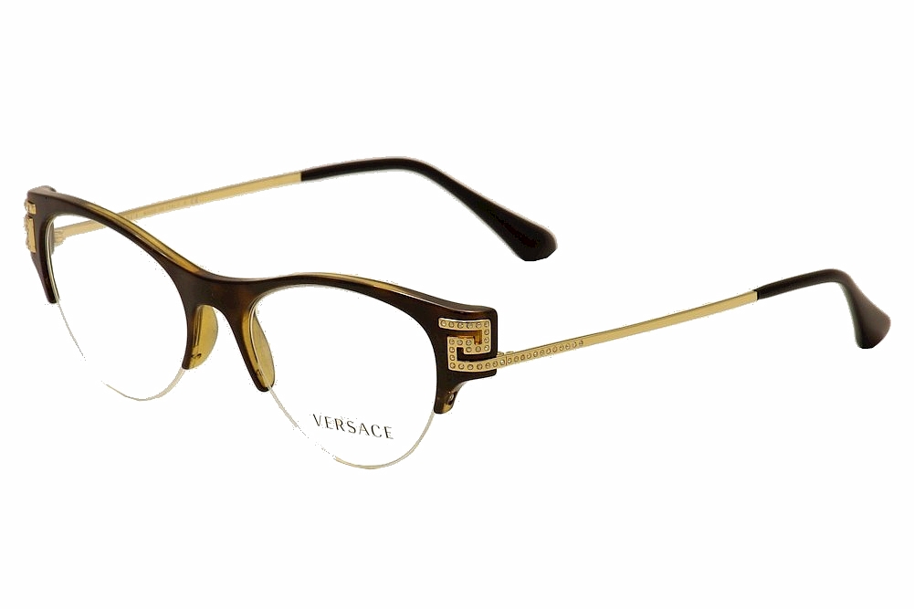 Versace Eyeglasses VE 3226B 3226/B 108 Havana/Gold Half Rim Optical Frame 51mm eBay