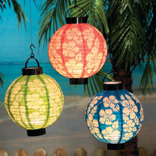 Set of 3 Light Up Hibiscus Lanterns Hawaiian Luau Party Decorations eBay