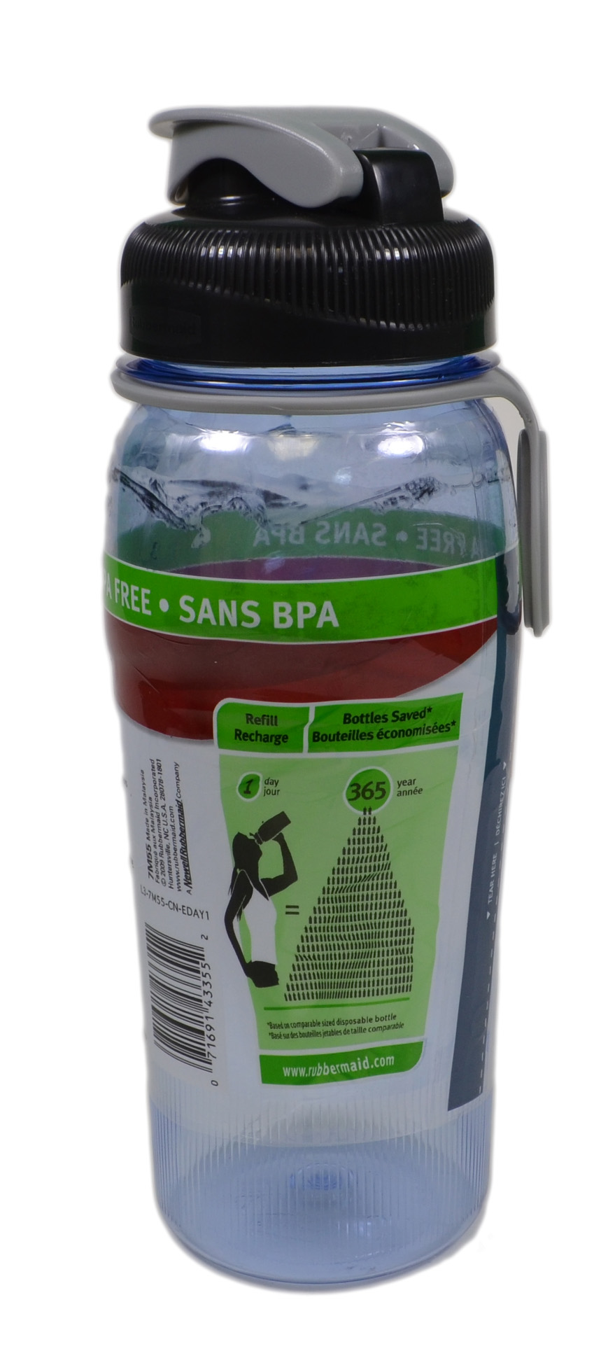 Rubbermaid BPA Free Water Bottle Refill Reuse 20oz Flip Top Lid Choose Colors
