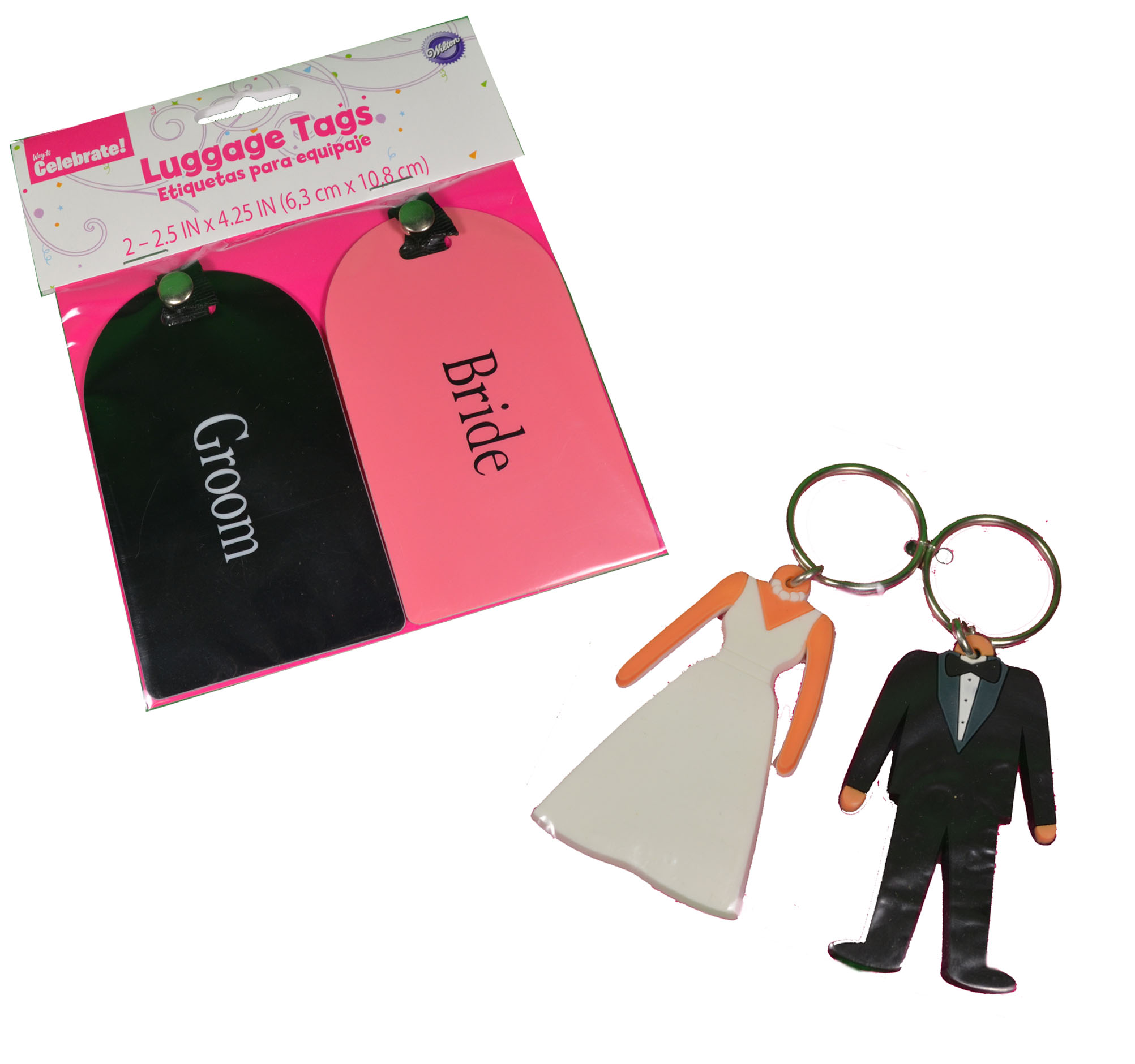 Wilton Bride Groom Wedding Gift Set Luggage Tags ANS Key Chains Charm ...