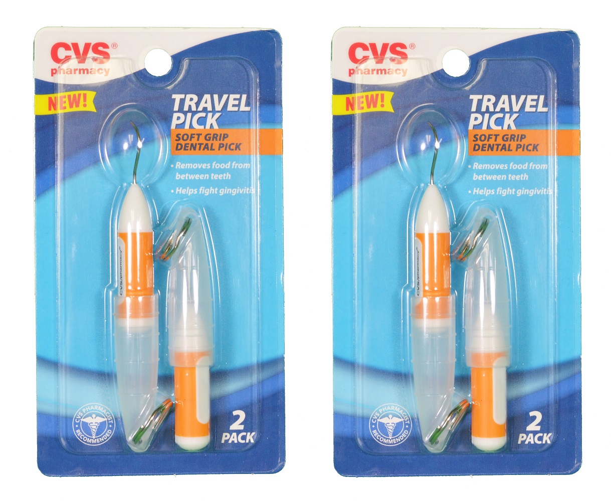 Set of 4 CVS Dental Picks (2pks) Oral Care Hygiene Soft Grip Travel Size
