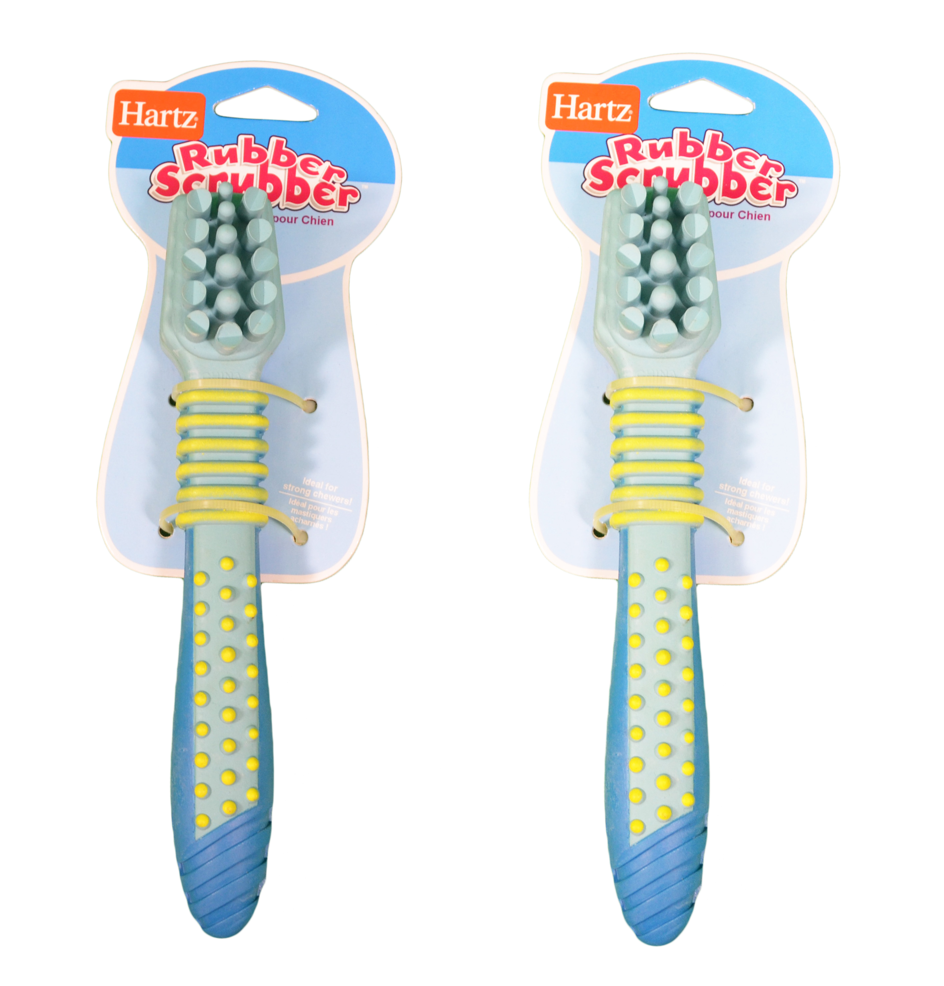 Set of 2 Hartz Rubber Scrubber Toothbrush Dental Durable Dog Chew Toy
