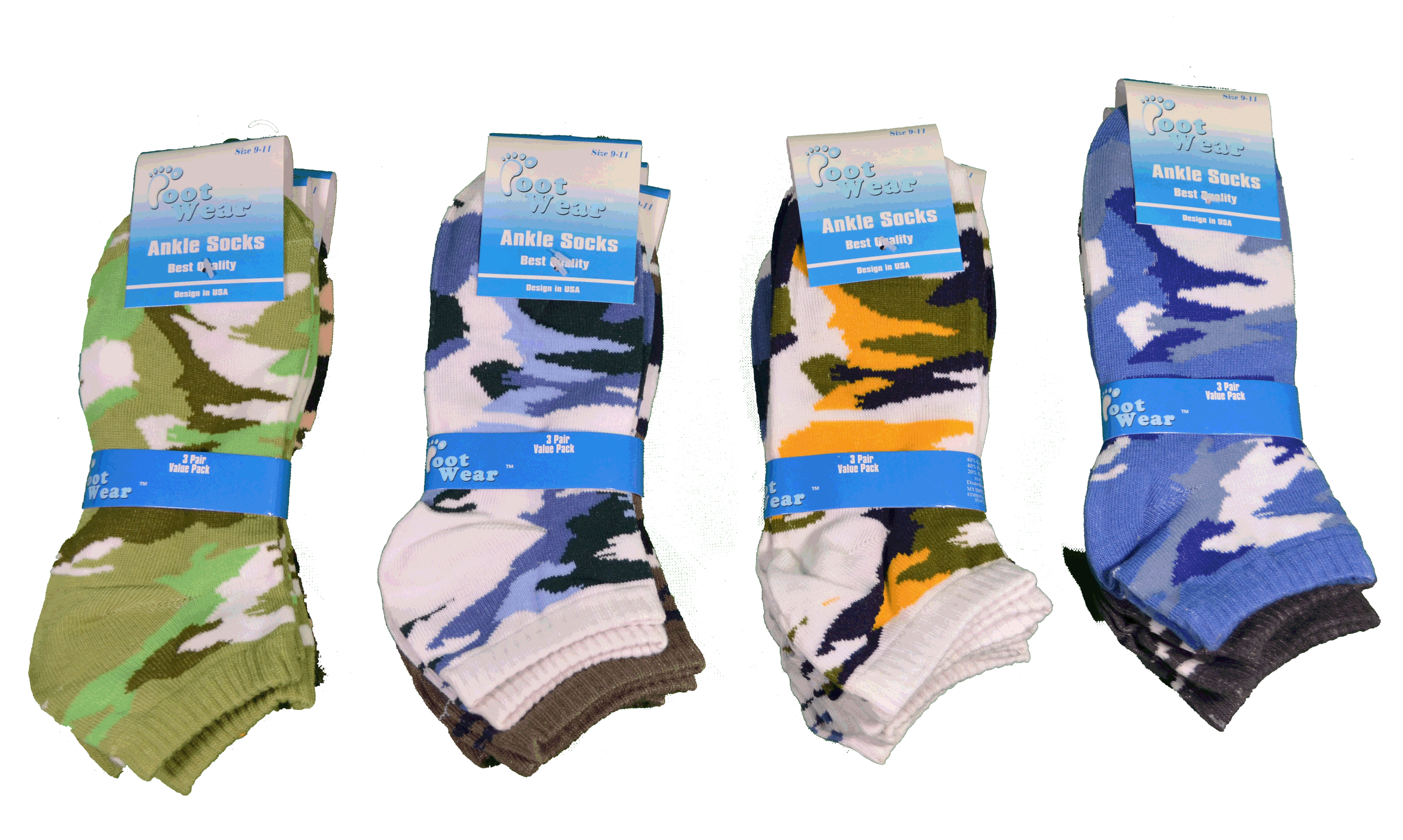 12 Pairs Boys Foot Wear Ankle Camo Socks Asst Colors Sz 911 eBay
