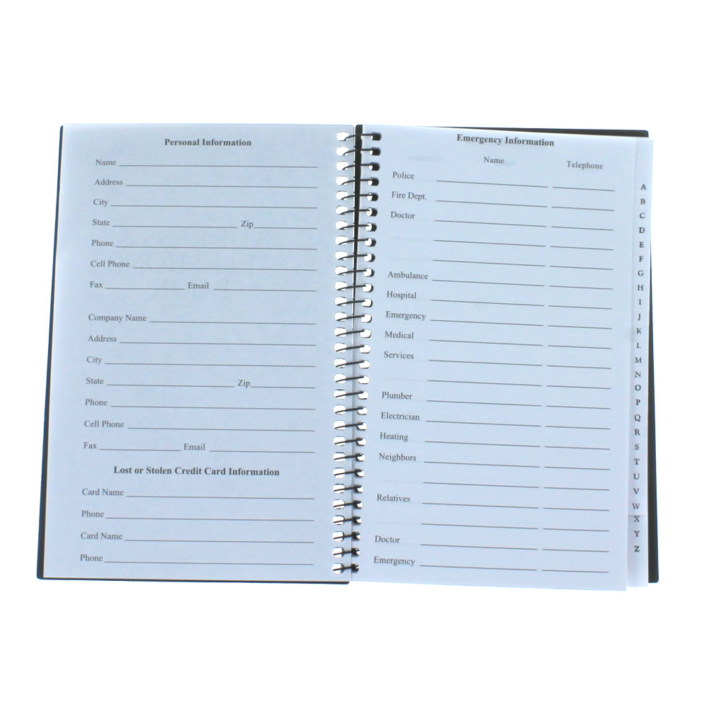 Black Telephone Address Book Set of 4 Spiral Bound Vinyl Cover 8" x 5" eBay