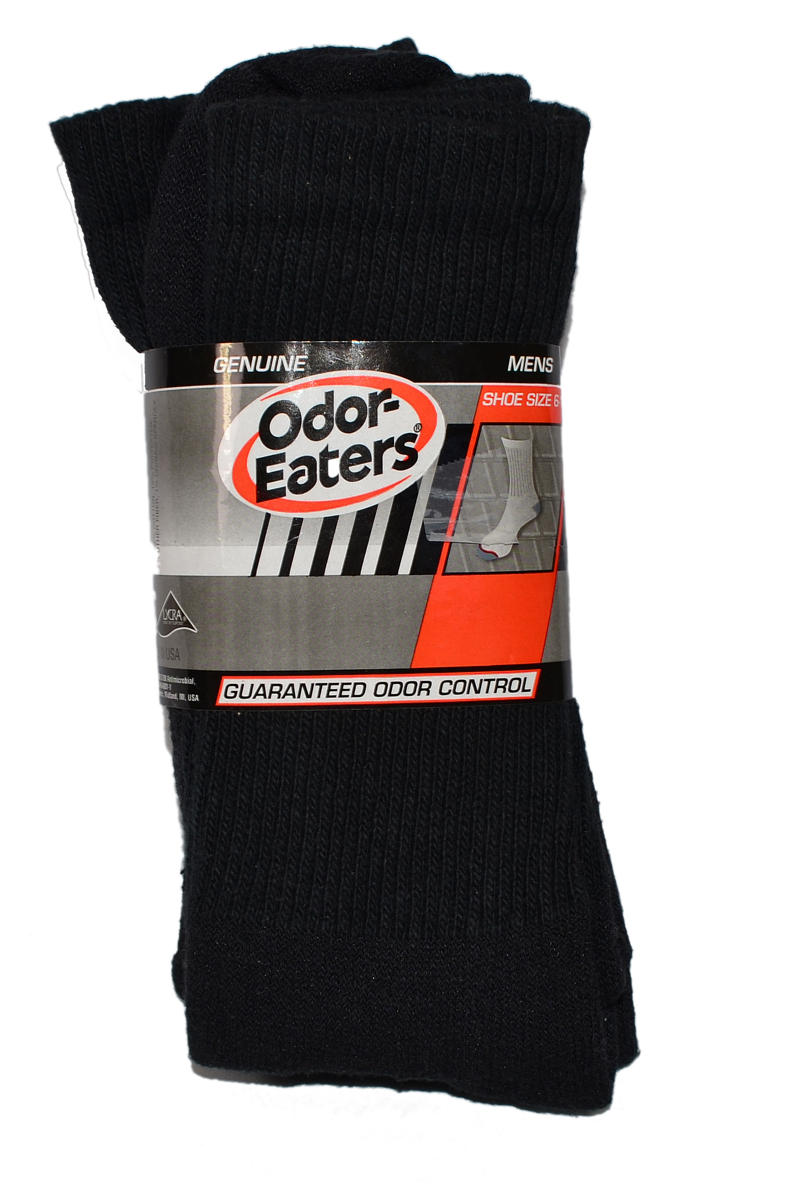 3 Pack OdorEaters Mens Crew Socks Black Shoe Size 612 eBay