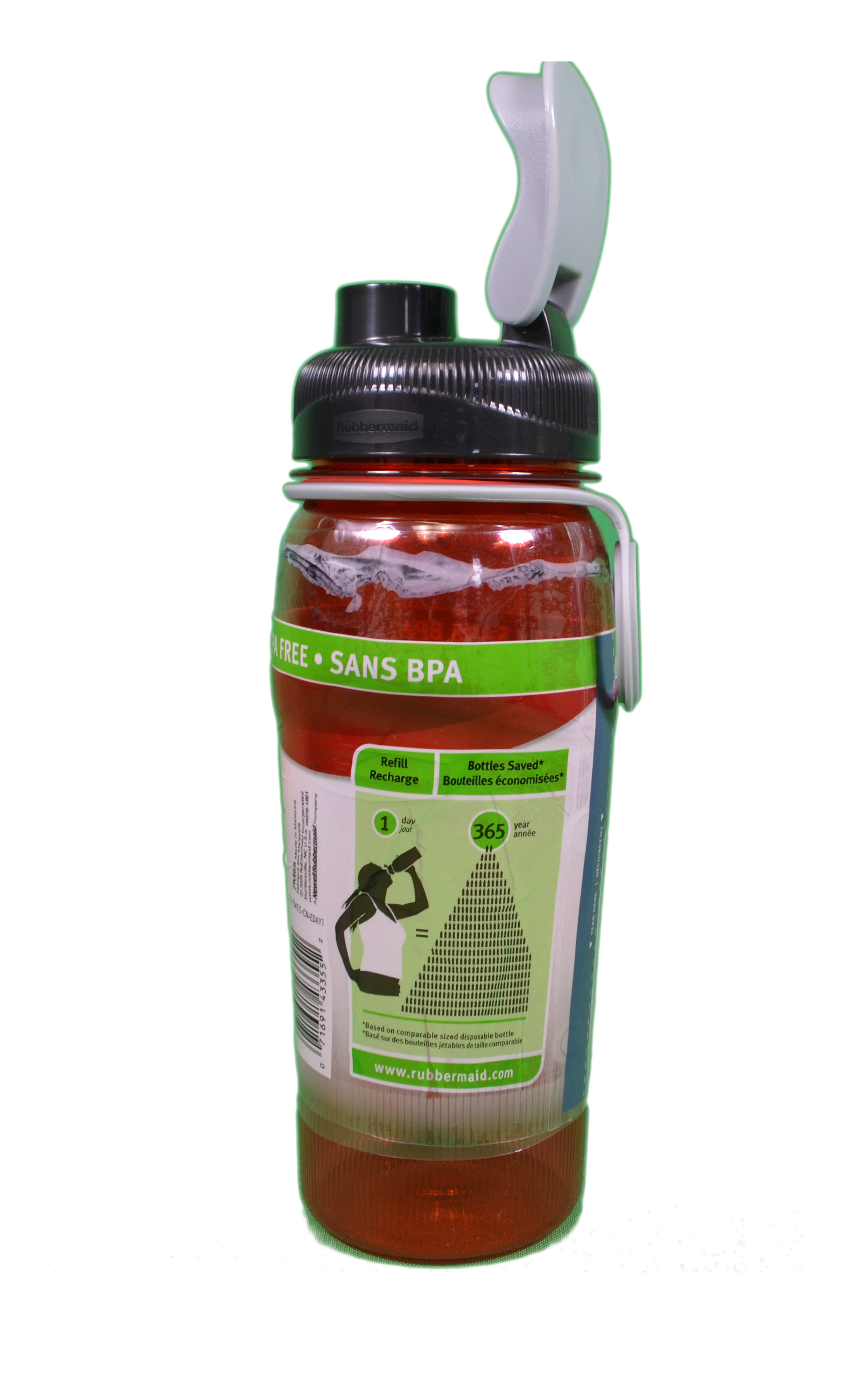 Rubbermaid BPA Free Water Bottle Refill Reuse 20oz Flip Top Lid Choose