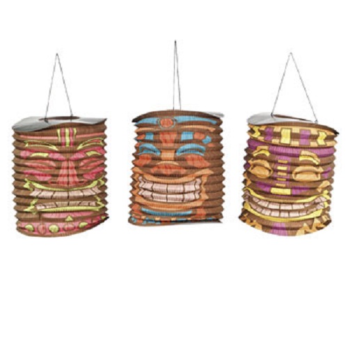 Set of 6 Large Paper Hawaiian Luau Tiki Party Hanging Lantern