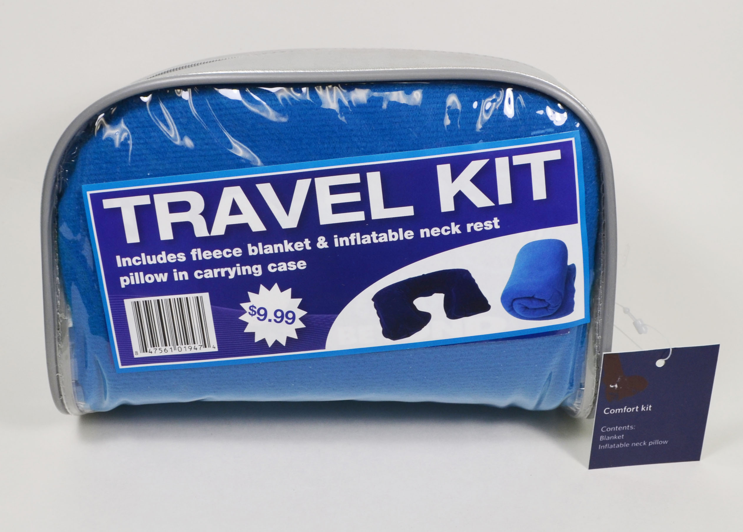 American Airlines Travel Kit Fleece Blanket & Inflatable Neck Rest Pillow