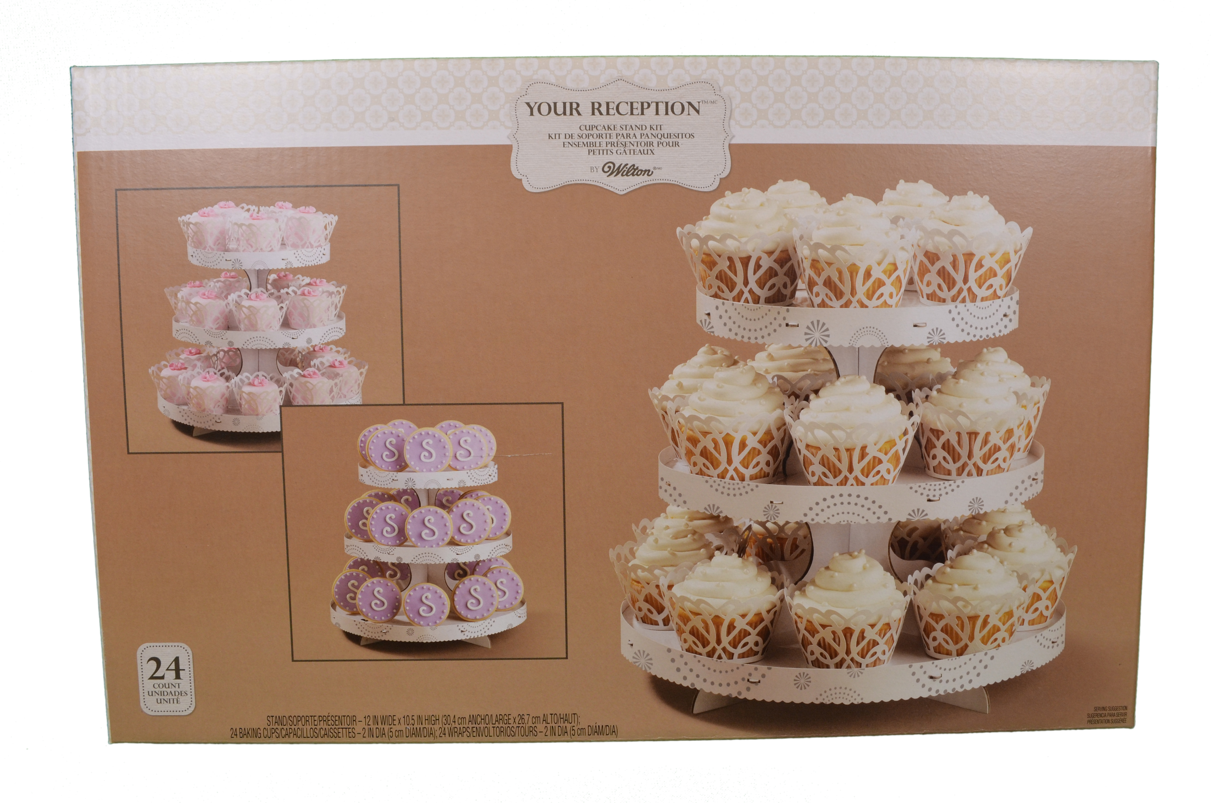 Wilton Your Reception Wedding Cupcake Stand Kit With 24 Wraps and Cups