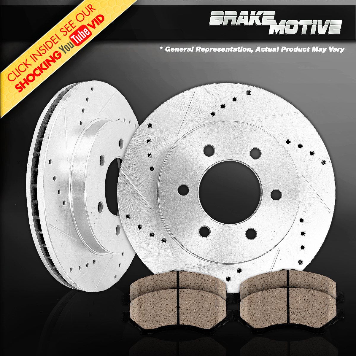 FRONTKITDRILLEDANDSLOTTEDBRAKEROTORSCERAMICPADS2WD4WD4X4