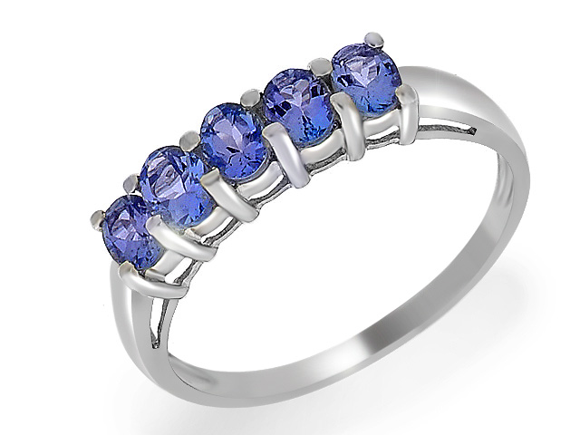9ct White Gold Tanzanite Five Stone Ring