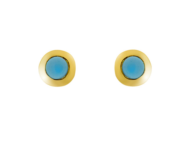 9ct Yellow Gold Turquoise Classic Stud Earrings