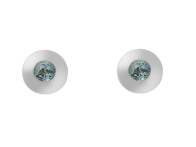 9ct White Gold Round Cut Blue Topaz Stud Earrings