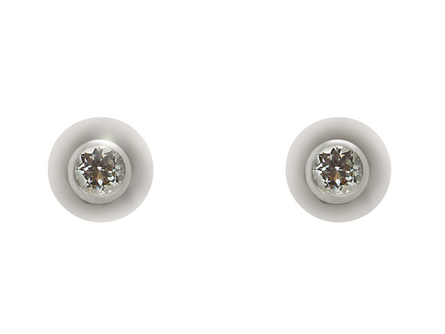 9ct White Gold Round Cut Aquamarine Stud Earrings