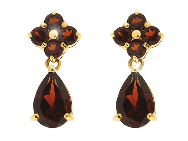 9ct Yellow Gold Mozambique Garnet Earrings