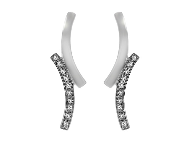 9ct White Gold Diamond (.1ct) Drop Earrings