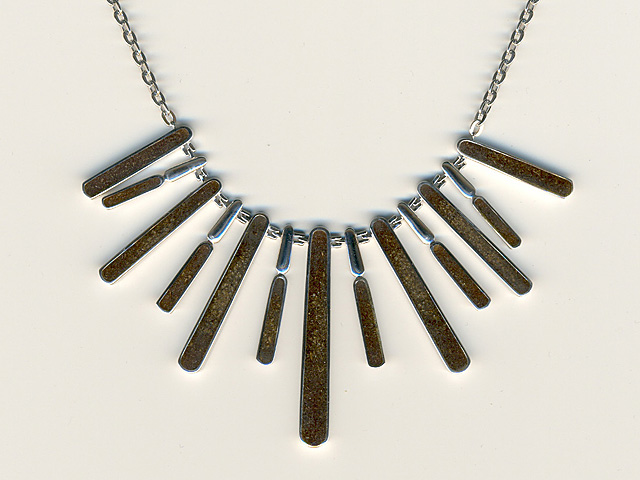 925 Sterling Silver Wood Effect Tribal Necklace
