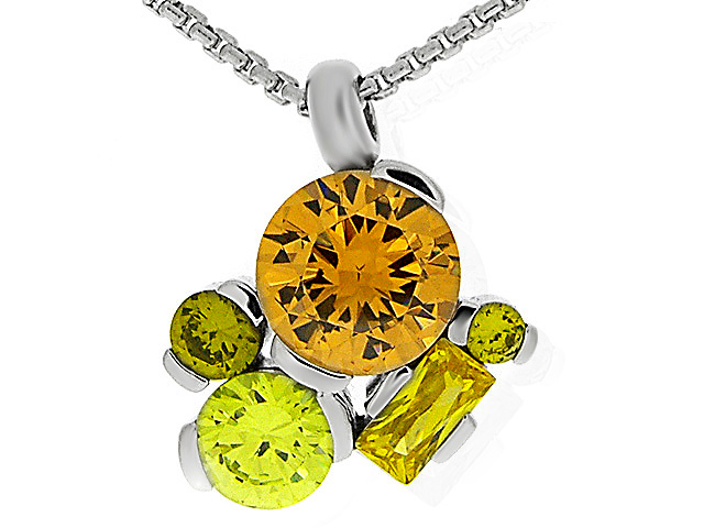 Silver Multi CZ Necklace