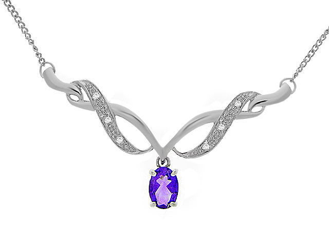 9ct White Gold Amethyst 