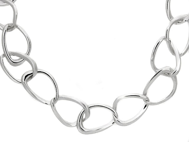 Silver Organic Shaped Link Necklace