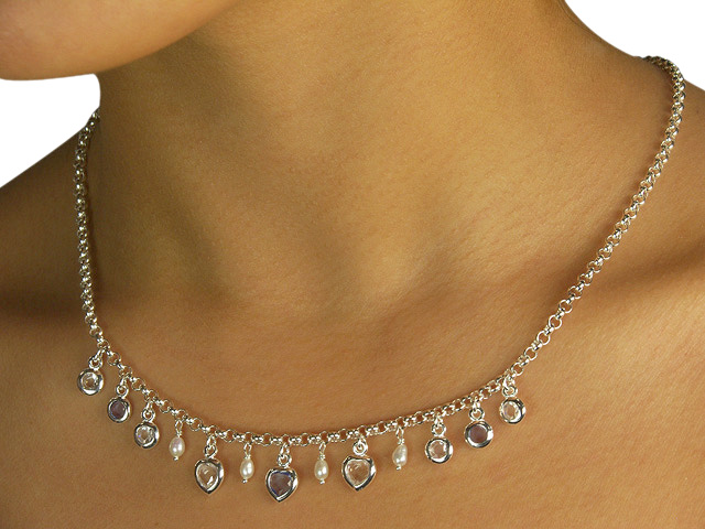 Silver Faux Pearl Tanzanite 