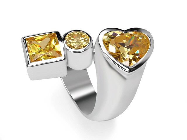 Otazu Silver Yellow CZ Heart 