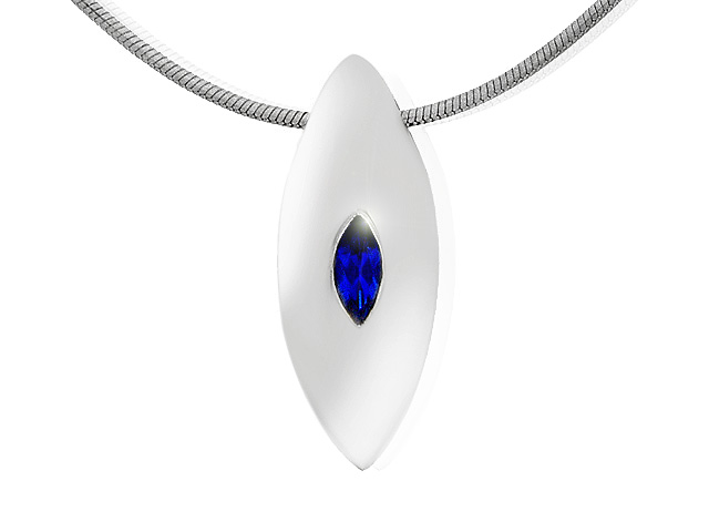 Silver Synth. Blue Spinel Necklace