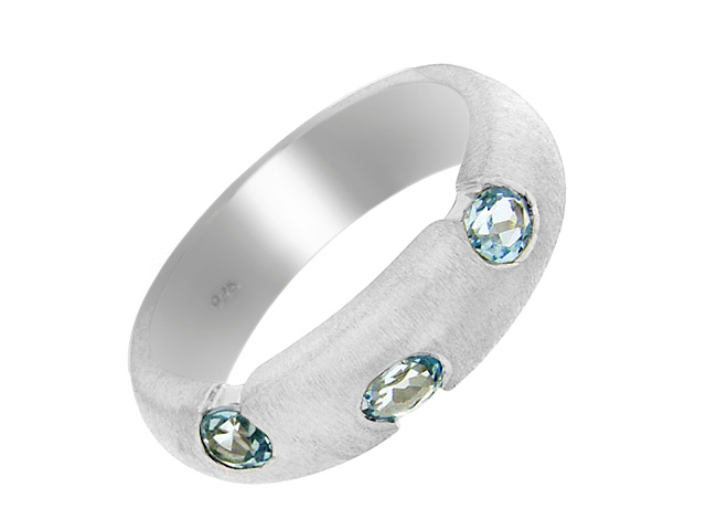 Silver Polished Blue Topaz Ring