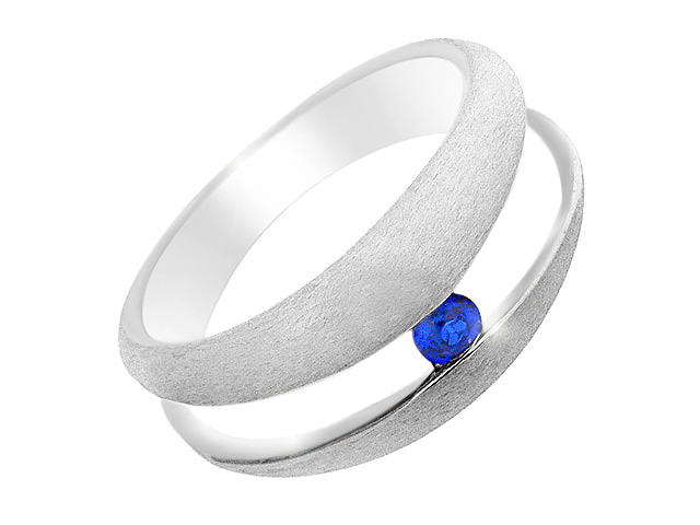 Silver Contemporary Synth. Blue Spinel Ring