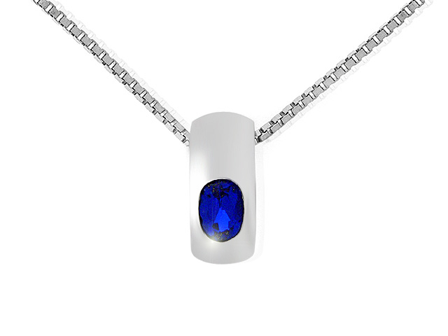 Silver Synth. Blue Spinel Necklace