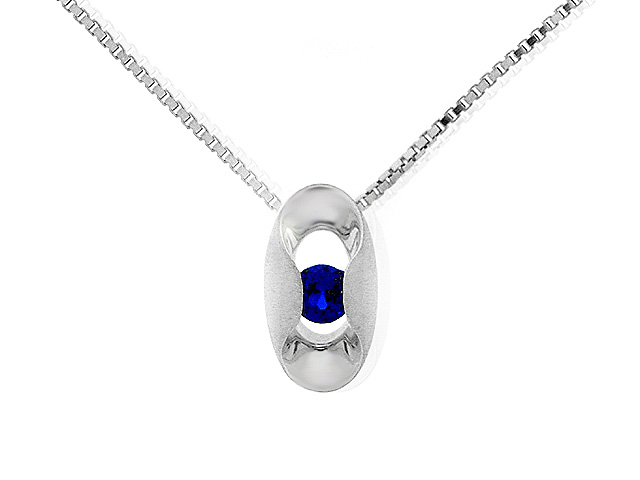 Silver Synth. Blue Spinel Necklace