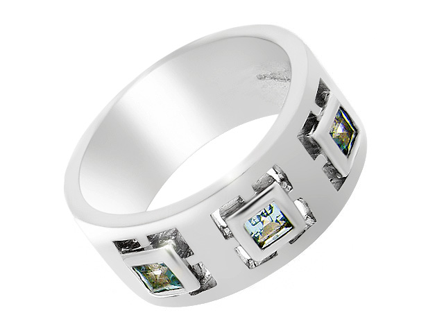 Silver Contemporary Blue Topaz Ring