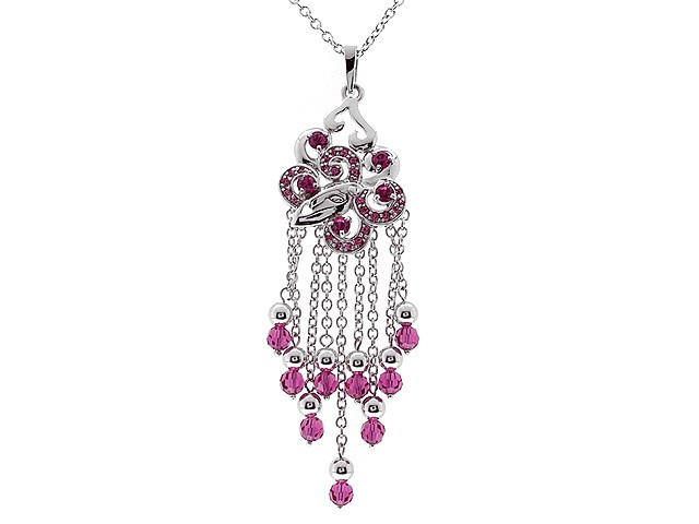 Zandra Rhodes Silver Pink Chandelier Necklace
