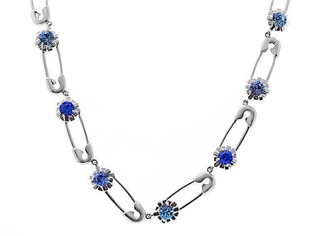 Zandra Rhodes Silver Blue Punk Chic Necklace