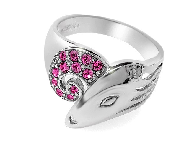 Zandra Rhodes Pink Crystal Manhattan Lady Silver Ring
