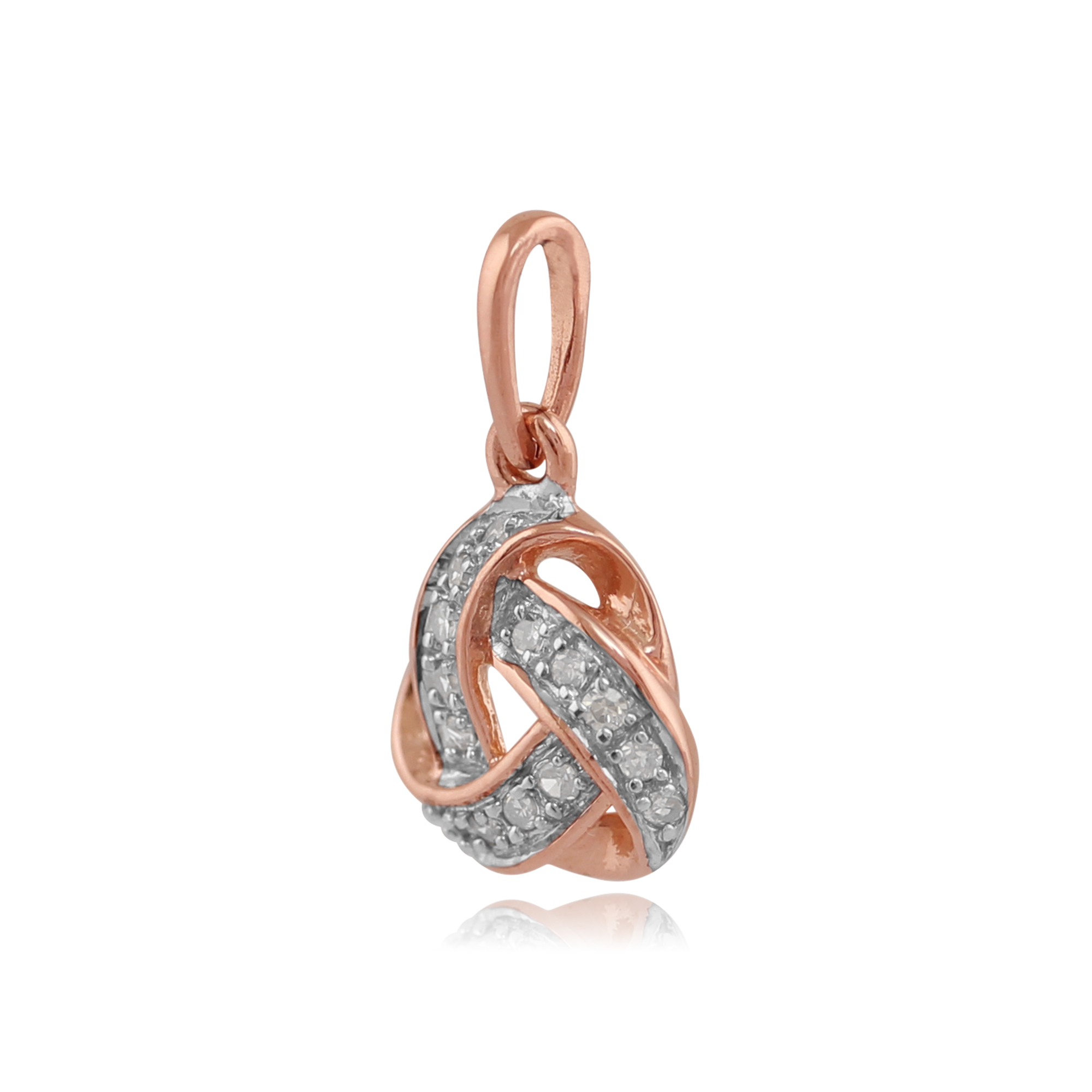 9ct Rose Gold Diamond Love Knot Pendant Necklace