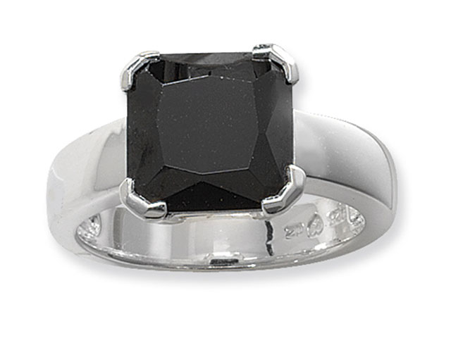 Esse Collection Silver Black CZ Ring