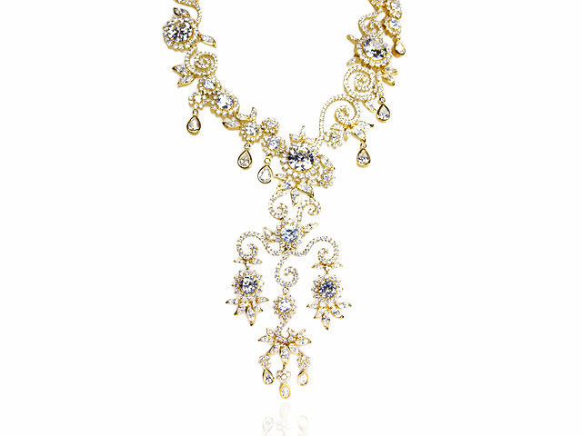 Otazu Silver CZ Gold Plated 41cm Necklace
