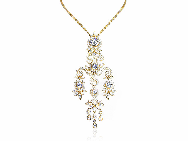Otazu Silver CZ Gold Plated 42cm Necklace
